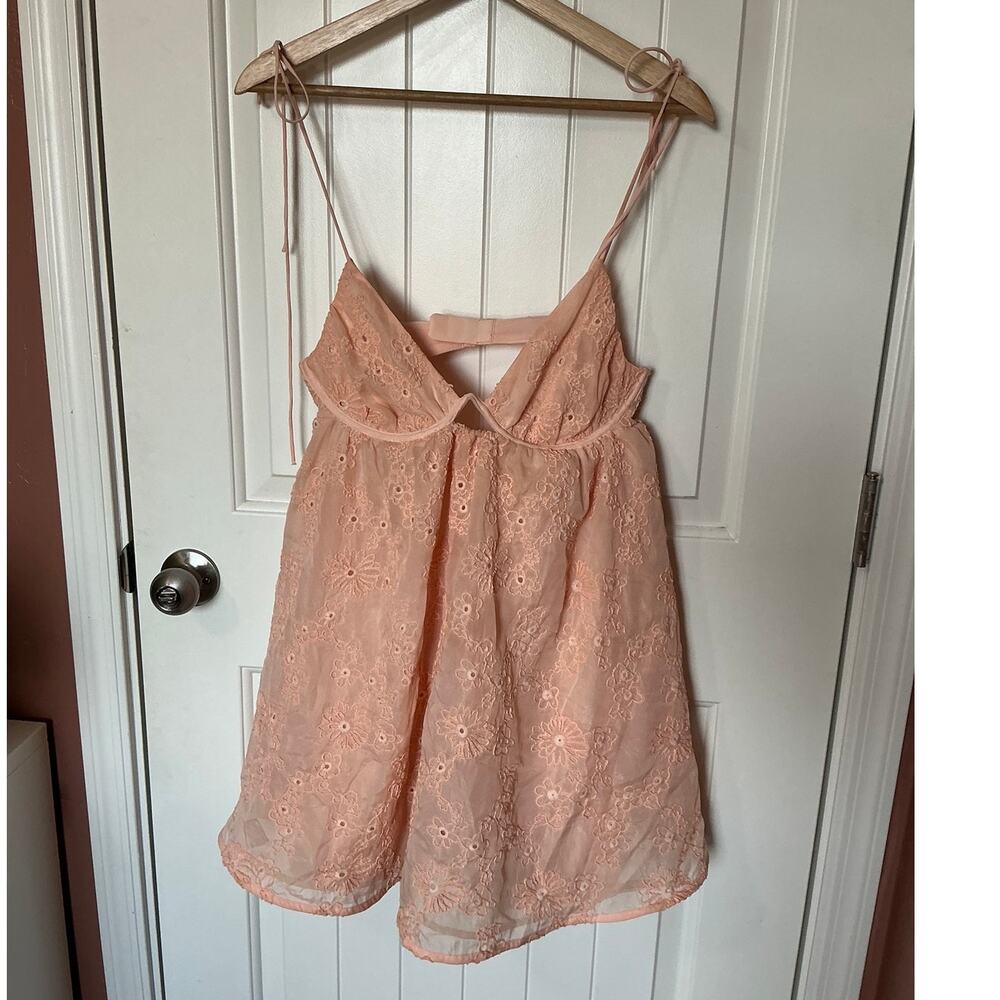 For Love And Lemons Frances Floral Mini Dress Small Light Orange/Peach